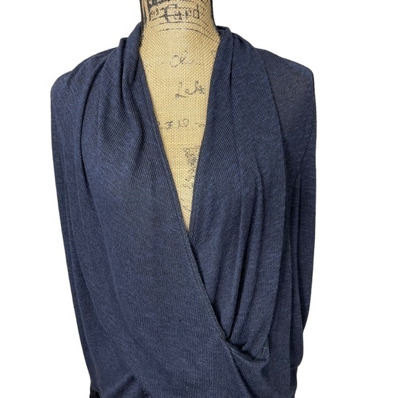 FREE People Wrap Drapey Hacci Knit Top Size XS Navy Blue - Picture 6 of 15